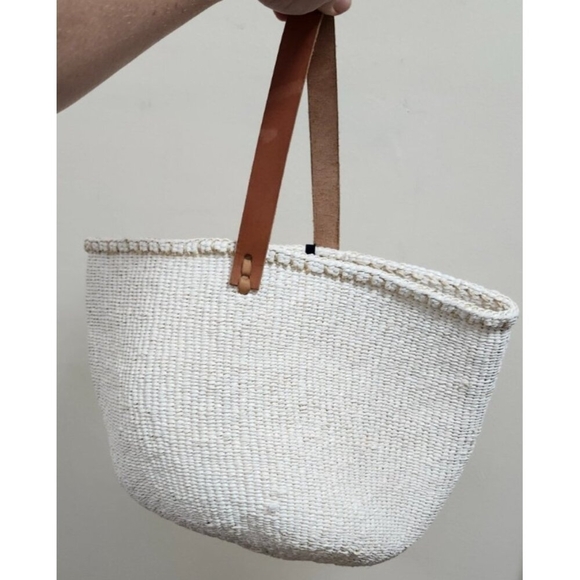 MIFUKO MEDIUM SHOPPER BEACH BASKET WOVEN WHITE BAG - Picture 4 of 9
